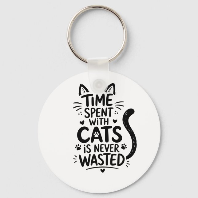 Porte-clés Temps Passé Avec Des Chats (Recto)