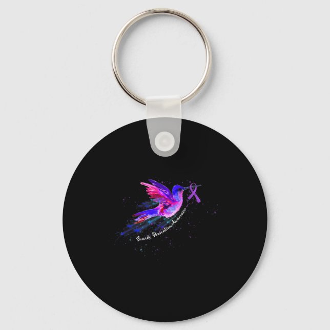Porte-clés Tenant un ruban violet pour la sensibilisation à l (Recto)