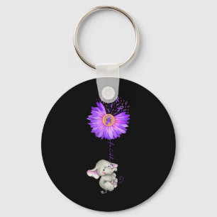 Porte-clés Teneur d'éléphant Violet Tournesol Fibromyalgie La