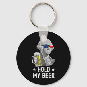 Porte-clés Tenez ma bière George Washington Patriot Funny 4e