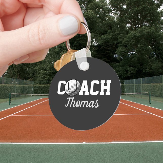 Porte-clés Tennis Coach Nom Personnalisé Typographie Personna (Créateur téléchargé)