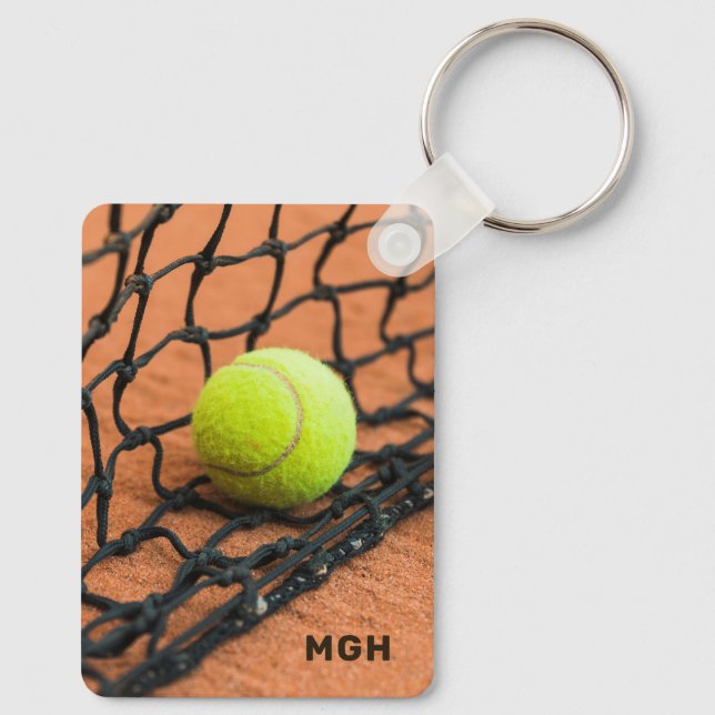 Porte-clés Tennis Monogramme et texte personnalisé (Verso)
