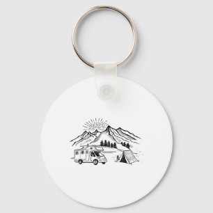 Porte-clés Tente de camping aventure et montagne de feu de ca