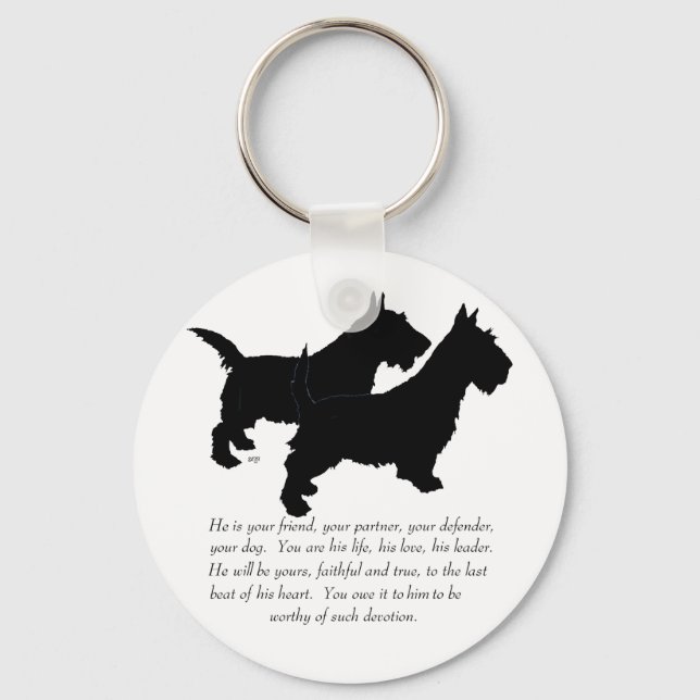 Porte-clés Tériers Écossais Souvenir - Chiens MÂLES (Recto)