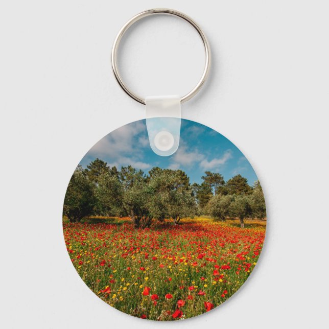 Porte-clés terrain fleuri et arboré (Recto)