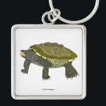 Porte-clés Terrapin (white) - Square Premium Keychain<br><div class="desc">Presenting a captivating digital illustration of a Diamondback Terrapin, featuring its distinctive yellow and black striped shell. Created with Procreate, this piece celebrates the beauty of wildlife.
Drawn for: M</div>