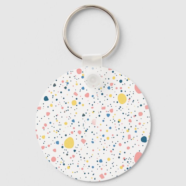Porte-clés Terrazzo Moderne Motif Confettis Pastel (Recto)