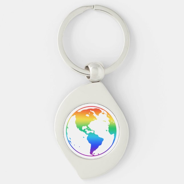 Porte-clés Terre de la planète de couleur arc-en-ciel (Devant)