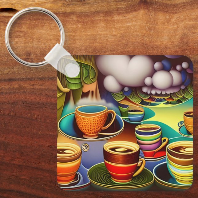 Porte-clés Terre lunaire des tasses de café (Recto)