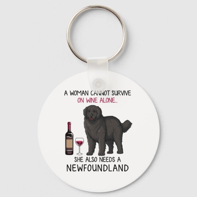 Porte-clés Terre-Neuve et le vin Drôle chien (Recto)