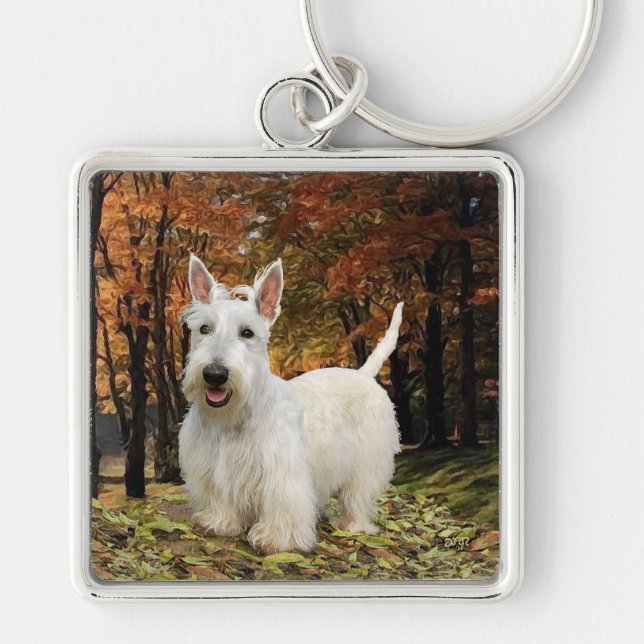 Porte-clés Terrier Écossais Rouquin Automne (Devant)