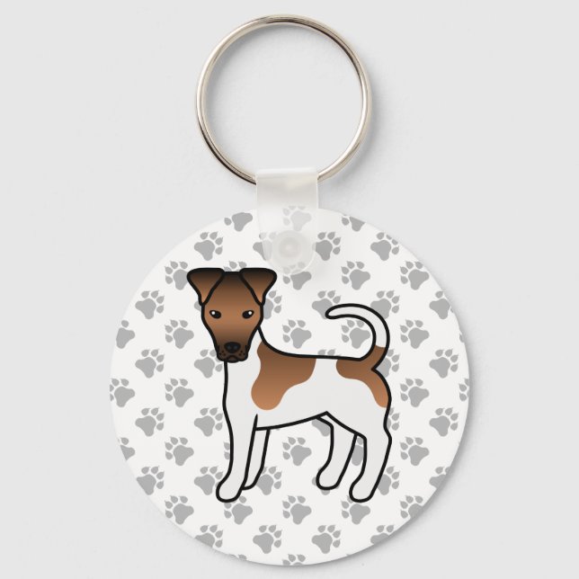 Porte-clés Térrier Fox Lisse Blanc Et Brun Chien De Dessin An (Recto)