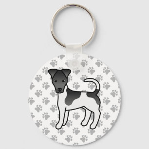 Porte-clés Terrier Fox Lisse Cartoon Chien Noir Et Blanc