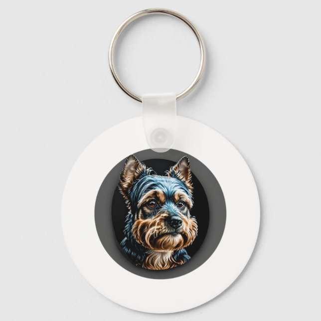 Porte-clés terrier noir yorkshire (Recto)