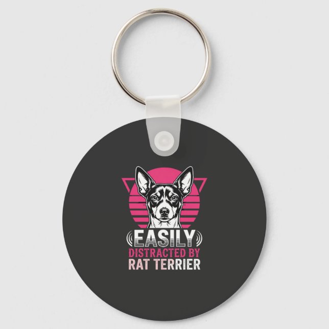 Porte-clés Terrier Rat Facilement Distrait Chien Rétro (Recto)