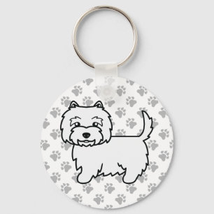 Porte-clés Térrier West Highland blanc Chien de dessin animé