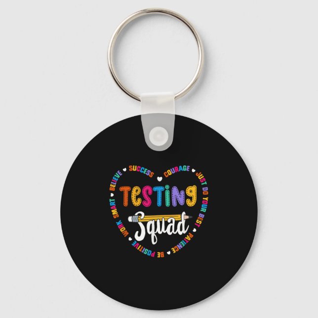 Porte-clés Testing Squad Motivational Test Day Words Heart Te (Recto)