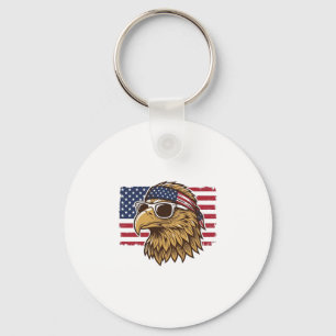 Porte-clés Tête d'aigle patriotique Gravure vintage Graphique