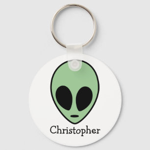 Porte-clés Tête d'alien vert personnalisée