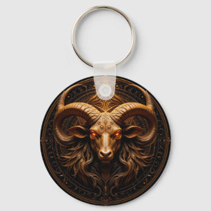 Porte-clés Tête de bélier dorée ornée