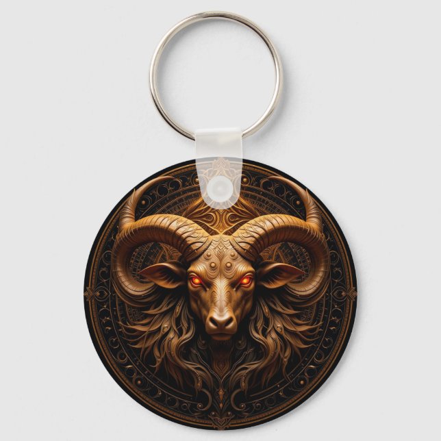 Porte-clés Tête de bélier dorée ornée (Recto)