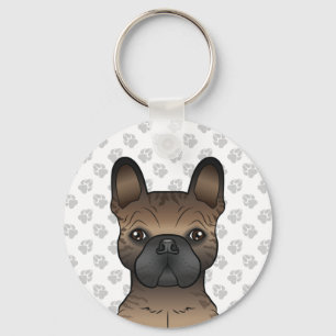 Porte-clés Tête de Bouledogue Français Bringé / Frenchie Chie