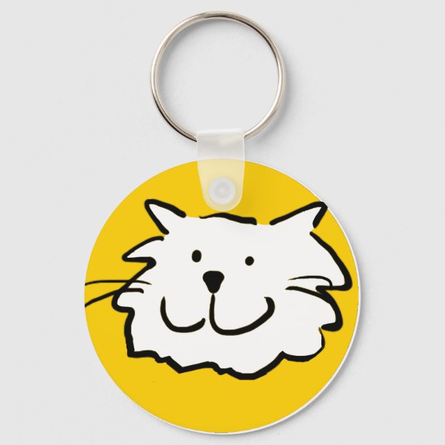 Porte-clés Tête de chat de dessin animé montrant un chat sour (Recto)