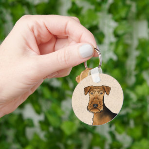 Porte-clés Tête de chien de dessin animé mignon Airedale Terr