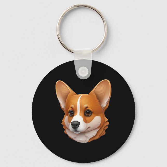 Porte-clés Tête de corgi mignon (Recto)