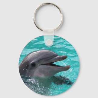 Porte-clés Tête de dauphin en eau aquamarine