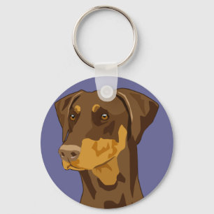 Porte-clés Tête de dobermann, rouge, Uncropped