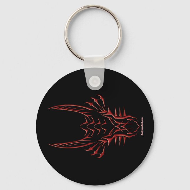 Porte-clés Tête de dragon rouge tribal (Recto)