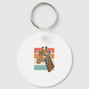 Porte-clés Tête de girafe vintage dessin vectoriel rétro couc