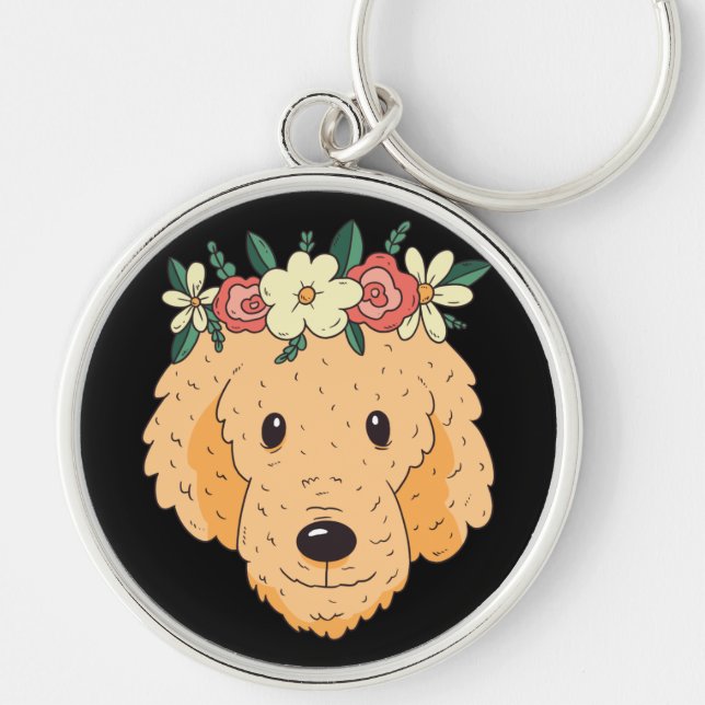 Porte-clés Tête de Golden Retriever Mignonne (Devant)