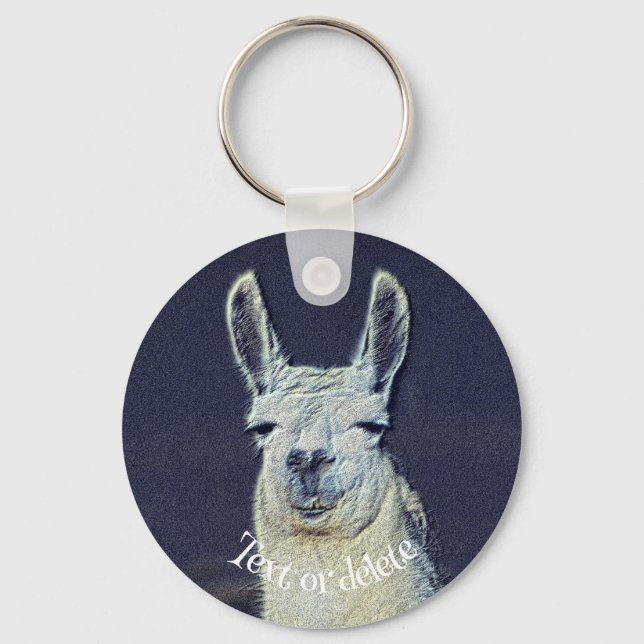 Porte-clés Tête de lama animal personnalisé (Recto)
