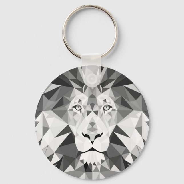 Porte-clés Tête de lion géométrique cool (Recto)