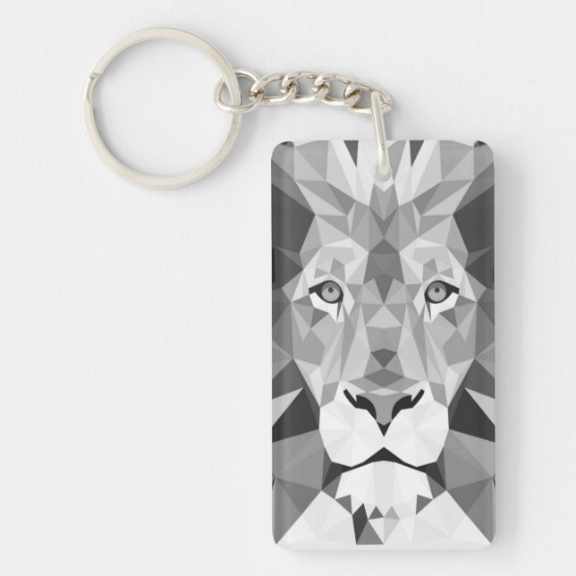 Porte-clés Tête de lion géométrique cool (Devant)