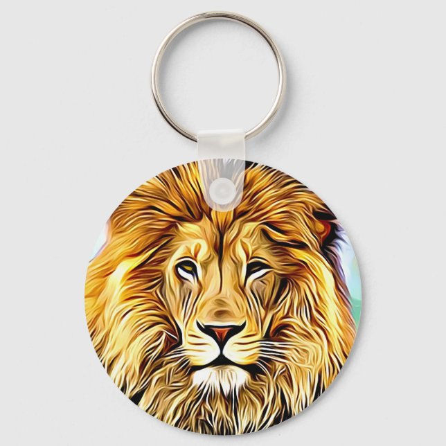 Porte-clés Tête de lion peinture numérique (Recto)
