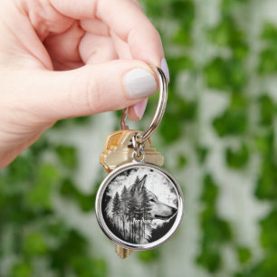Porte-clés Tête de Loup Sauvage Nom Personnalisé