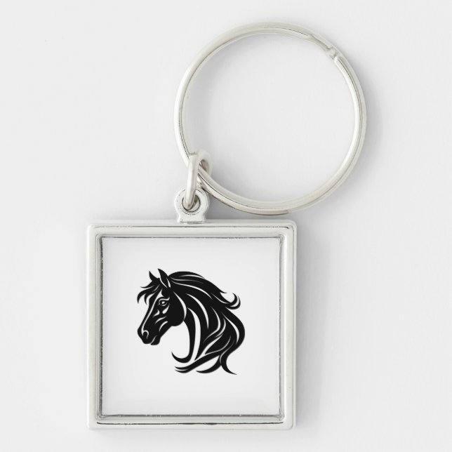 Porte-clés Tête de magnifique cheval noir   (Devant)