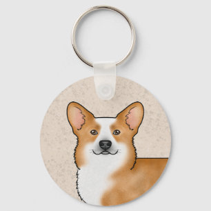 Porte-clés Tête de Pembroke Welsh Corgi Rouge Chien Mignon Po