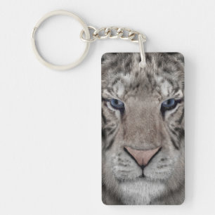 Porte-clés Tête de Tigre Blanc Esthétique Faunique