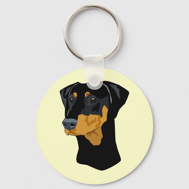 Porte-clés Tête Doberman, Noir, Non-Recadrée (Recto)