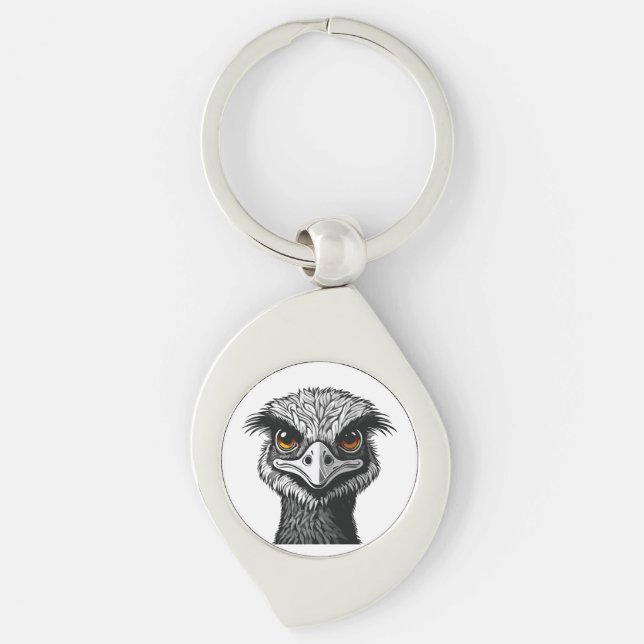 Porte-clés Tête d'oiseau émeu (Devant)