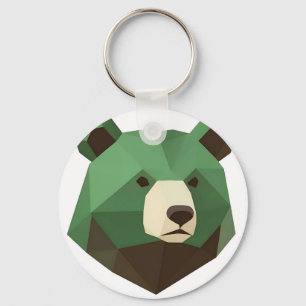 Porte-clés Tête d'ours géométrique Low Poly