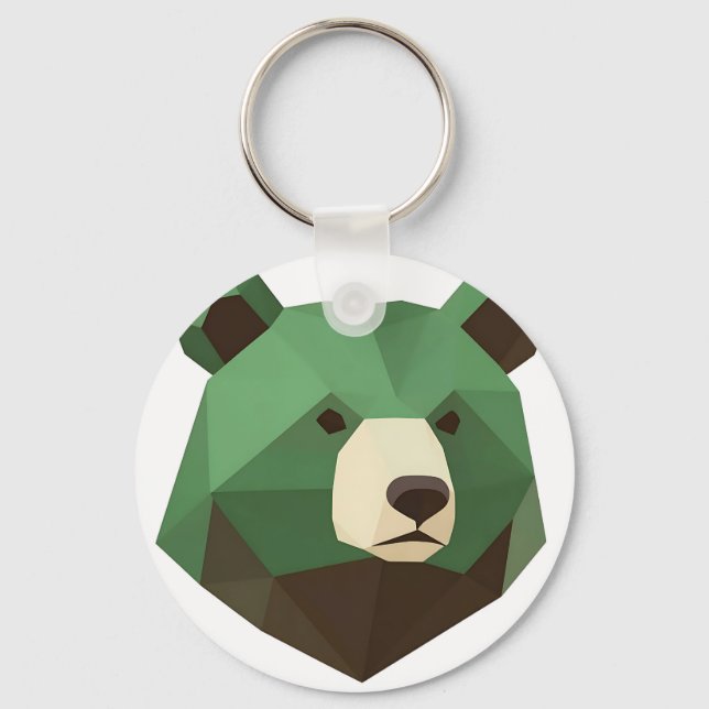 Porte-clés Tête d'ours géométrique Low Poly (Recto)