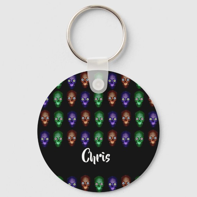 Porte-clés Têtes de crâne colorées (Recto)