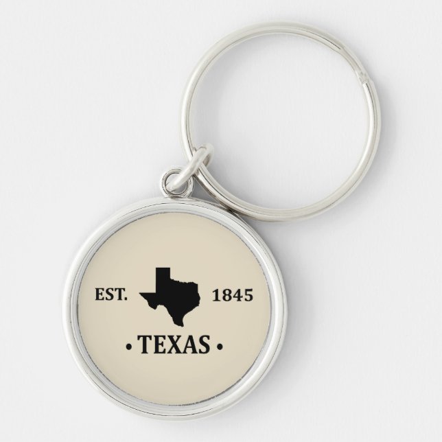 Porte-clés Texas carte noir l'état étoile seule (Devant)