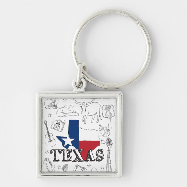 Porte-clés Texas Illustration Doodles of Texas Texas Motif (Devant)