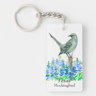 Porte-clés Texas Souvenir Mockingbird Bluebonnets Fleur sauva